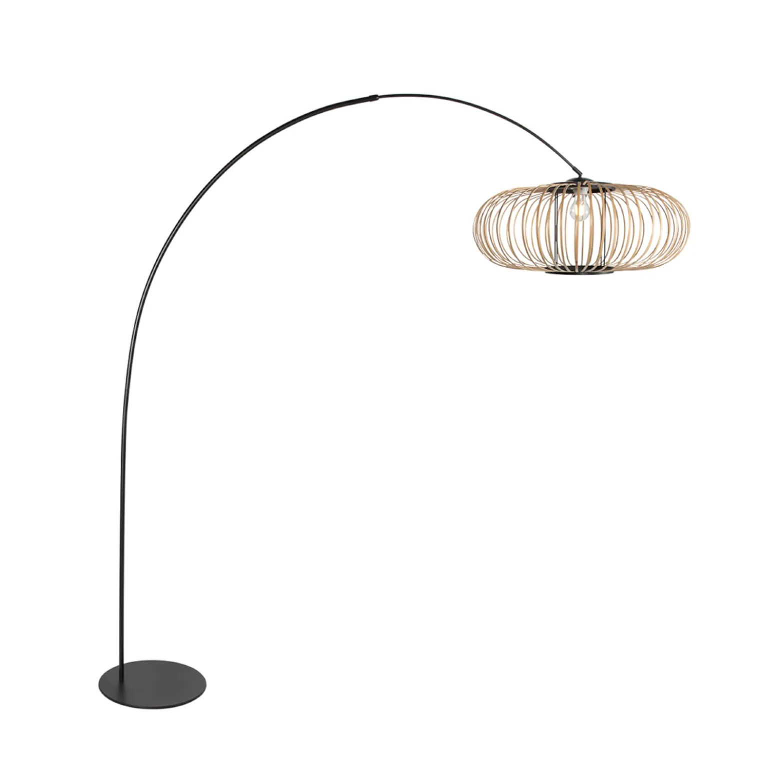 Curve-kaarivalaisin, musta, bambuvarrellinen varjostin, halkaisija 60 cm
