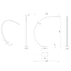 Curve LED-kaarivalaisin, musta, marmori, 192 cm, himmennettävä