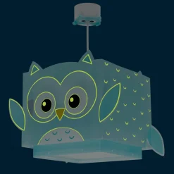 Dalberin lastenhuoneen riippuvalo LITTLE OWL, sininen, pöllökuvio