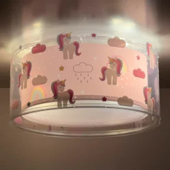 Dalberin lasten kattovalaisin UNICORNS, vaaleanpunainen, 1-lamppuinen