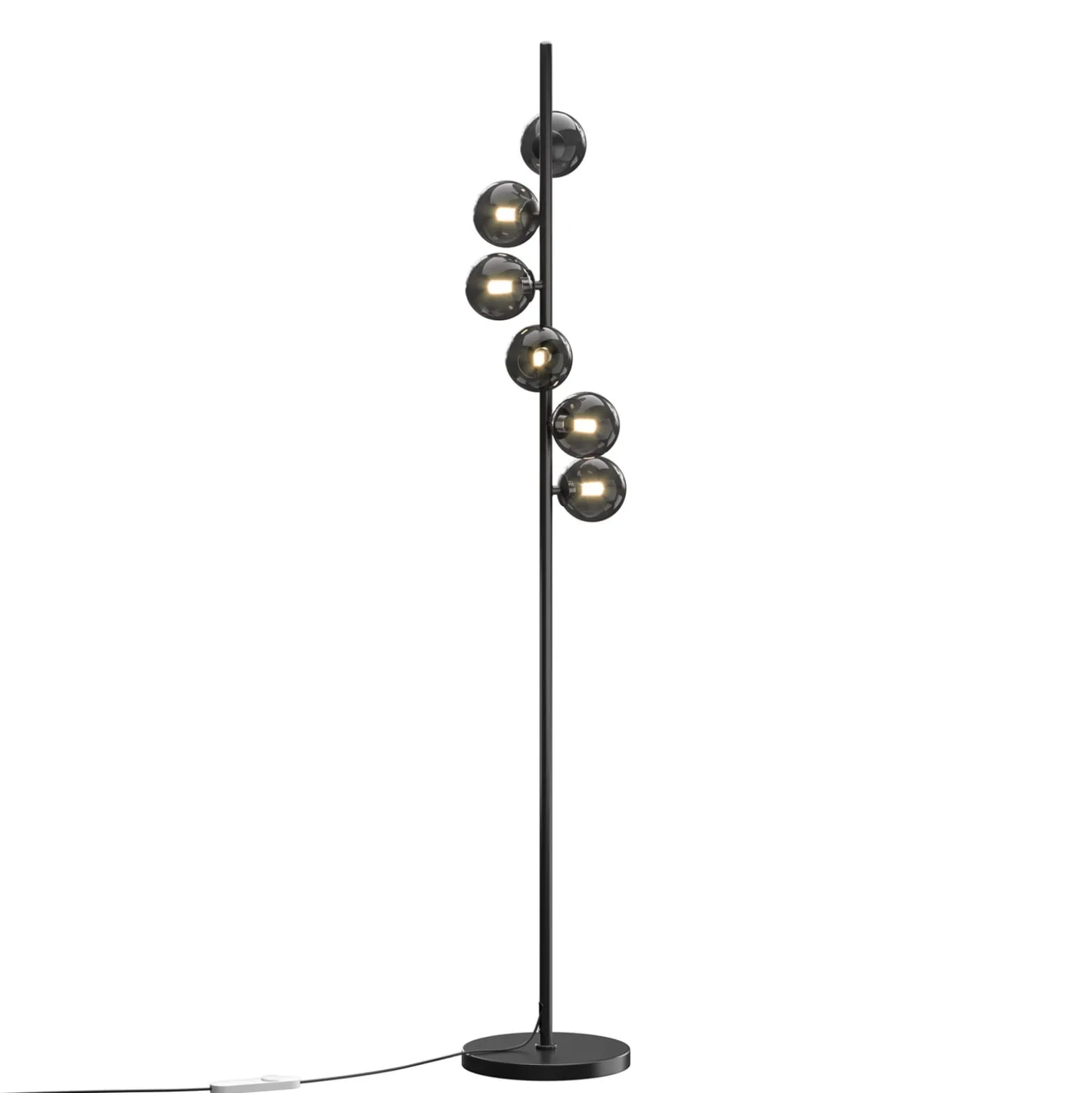 Dallas-maavalaisin, musta/musta, korkeus 150 cm, 6-lamppuinen himmennin