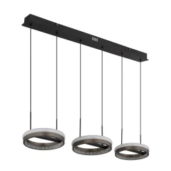 Della LED-riippuvalaisin, pituus 82 cm, tummanharmaa, metalli, 3-lamppuinen,