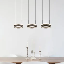 Della LED-riippuvalaisin, pituus 82 cm, tummanharmaa, metalli, 3-lamppuinen,