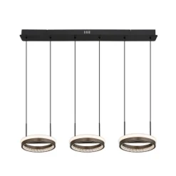 Della LED-riippuvalaisin, pituus 82 cm, tummanharmaa, metalli, 3-lamppuinen,