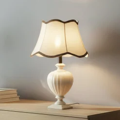Desy pöytävalaisin, keraaminen, kermanvärinen, korkeus 60 cm, E27