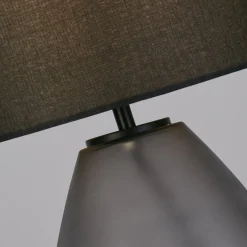 Devon pöytävalaisin, musta/savunharmaa Korkeus 44,5 cm tekstiili/lasi