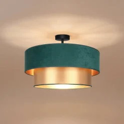 Dorina-kattovalaisin, vihreä/kultainen, halkaisija 60 cm, tekstiili, E27