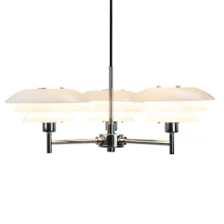 Dyberg Larsen kattokruunu DL20, opaali/kromi, Ø 50 cm, 3-valo.