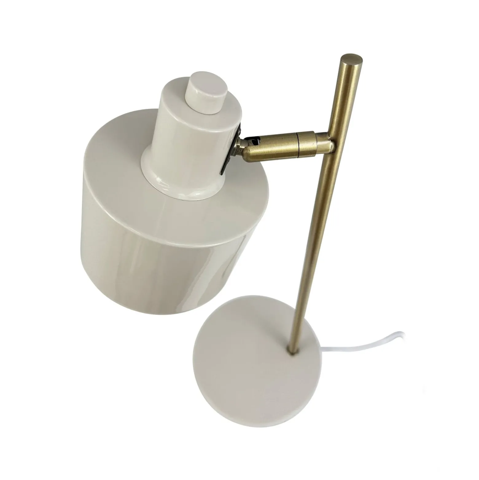 Dyberg Larsen Ocean -pöytälamppu, beige/messinki, korkeus 43 cm