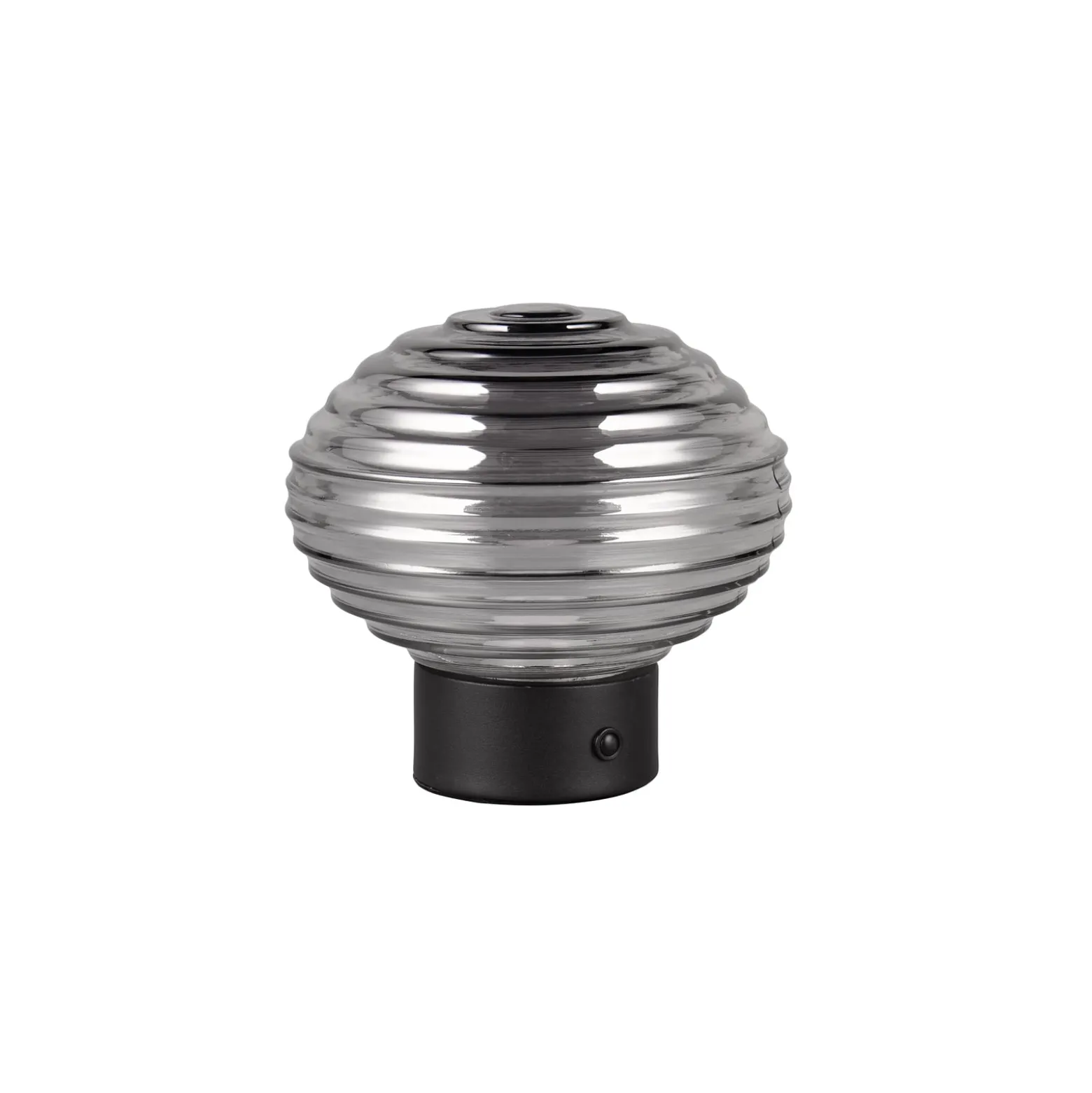 Earl LED ladattava pöytävalaisin, musta/savu, korkeus 14,5 cm, lasia