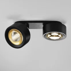 Egger DLS LED-valonheitin Clippo Optic Duo, musta/kulta, 2-valo DTW