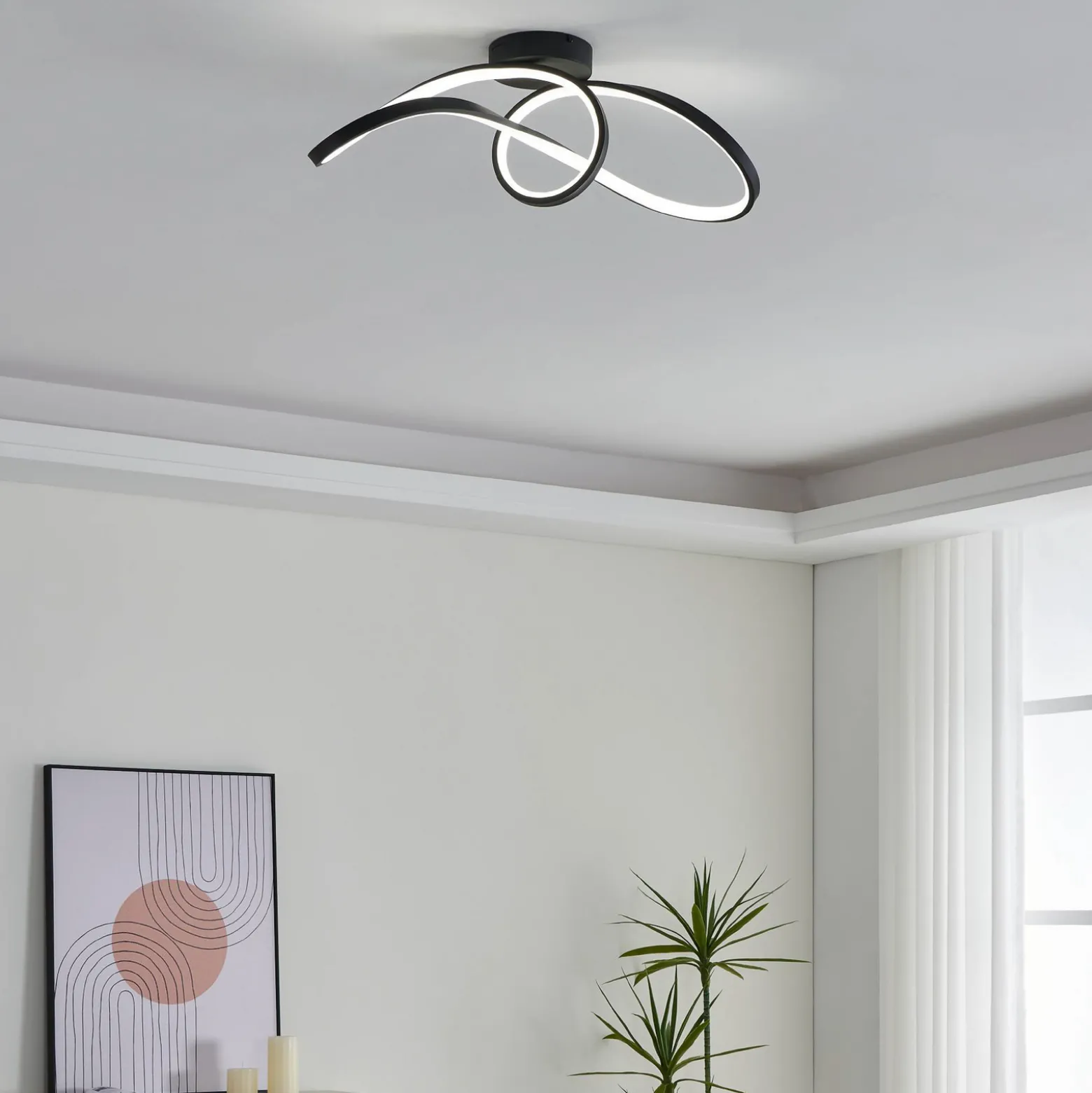 EGLO connect LED-kattovalaisin Calarossa-Z, musta, alumiini