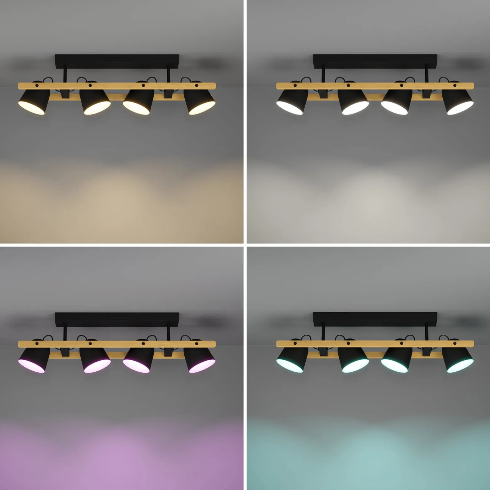 EGLO connect LED-kattovalaisin Hornwood-Z, 4-valaisin, musta