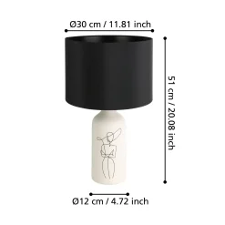EGLO Vinoza-pöytälamppu valkoinen, musta varjostin