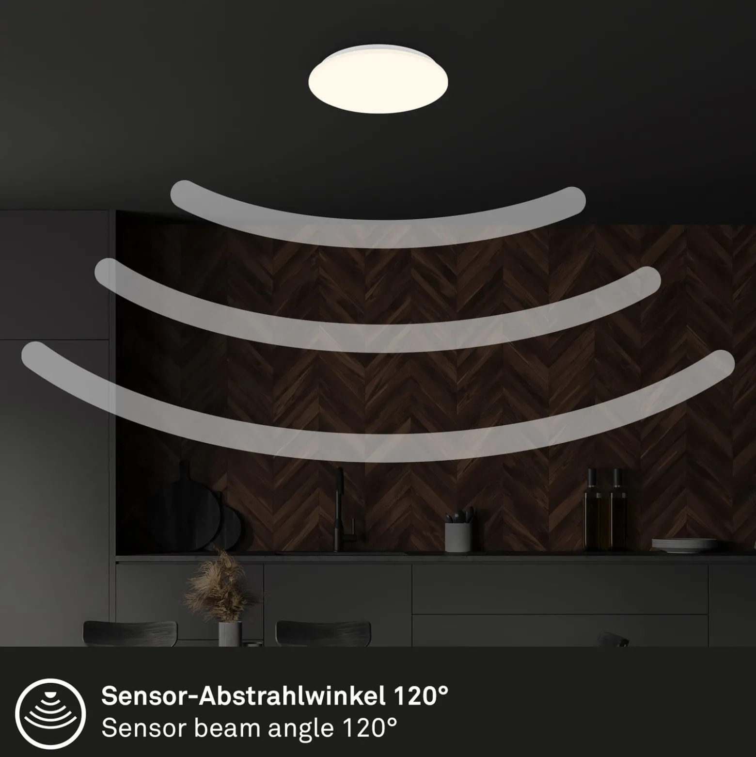 Ekos LED-kattovalaisin, sensori, Ø 26 cm