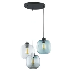Elio riippuvalaisin, lasi, sininen/selkeä/harmaa, Ø 52 cm, 3-valo, 3 valoa