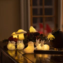 Ellen Owl LED-koristelamppu vahasta, sarja 2 kpl