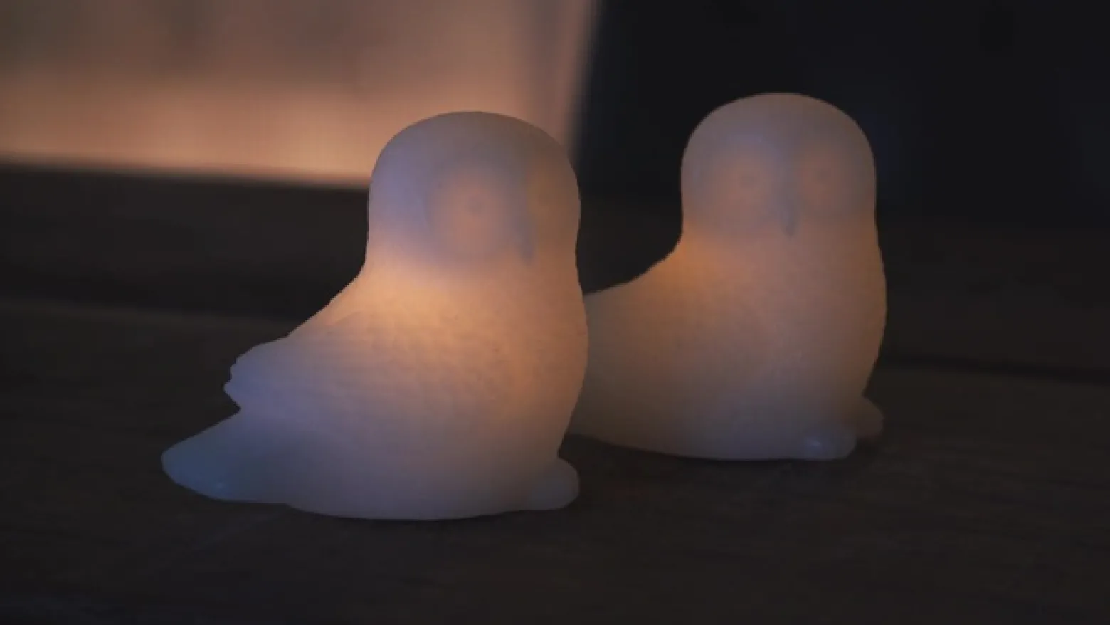 Ellen Owl LED-koristelamppu vahasta, sarja 2 kpl
