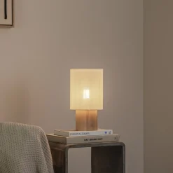 Envostar Asolita pöytävalaisin puinen pohja varjostin valkoinen