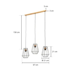 Envostar Finan -riippuvalo 3 lamppua suora, 21 cm