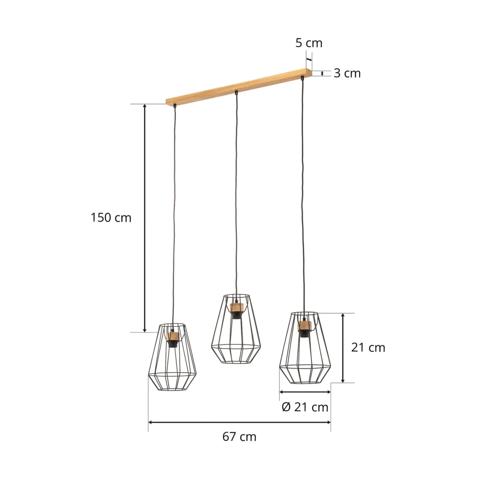 Envostar Finan -riippuvalo 3 lamppua suora, 21 cm