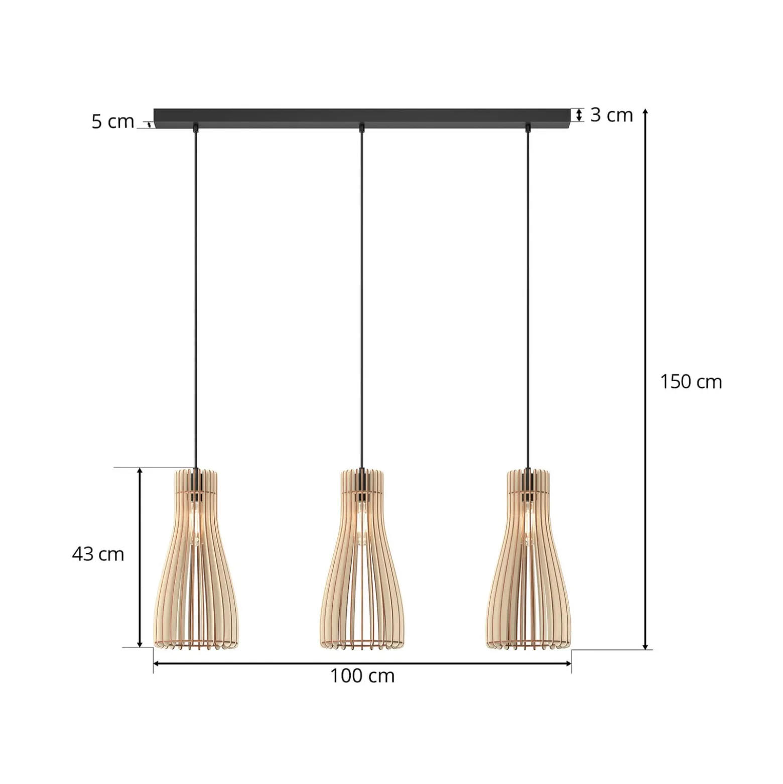 Envostar Furn riippuvalaisin, koivuvaneri, 3fl