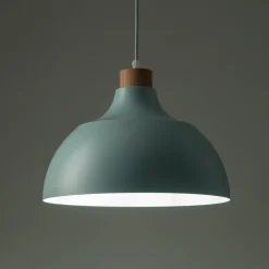 Envostar Kaitt-riippuvalaisin, mintunvihreä, Ø 34 cm, puiset yksityiskohdat