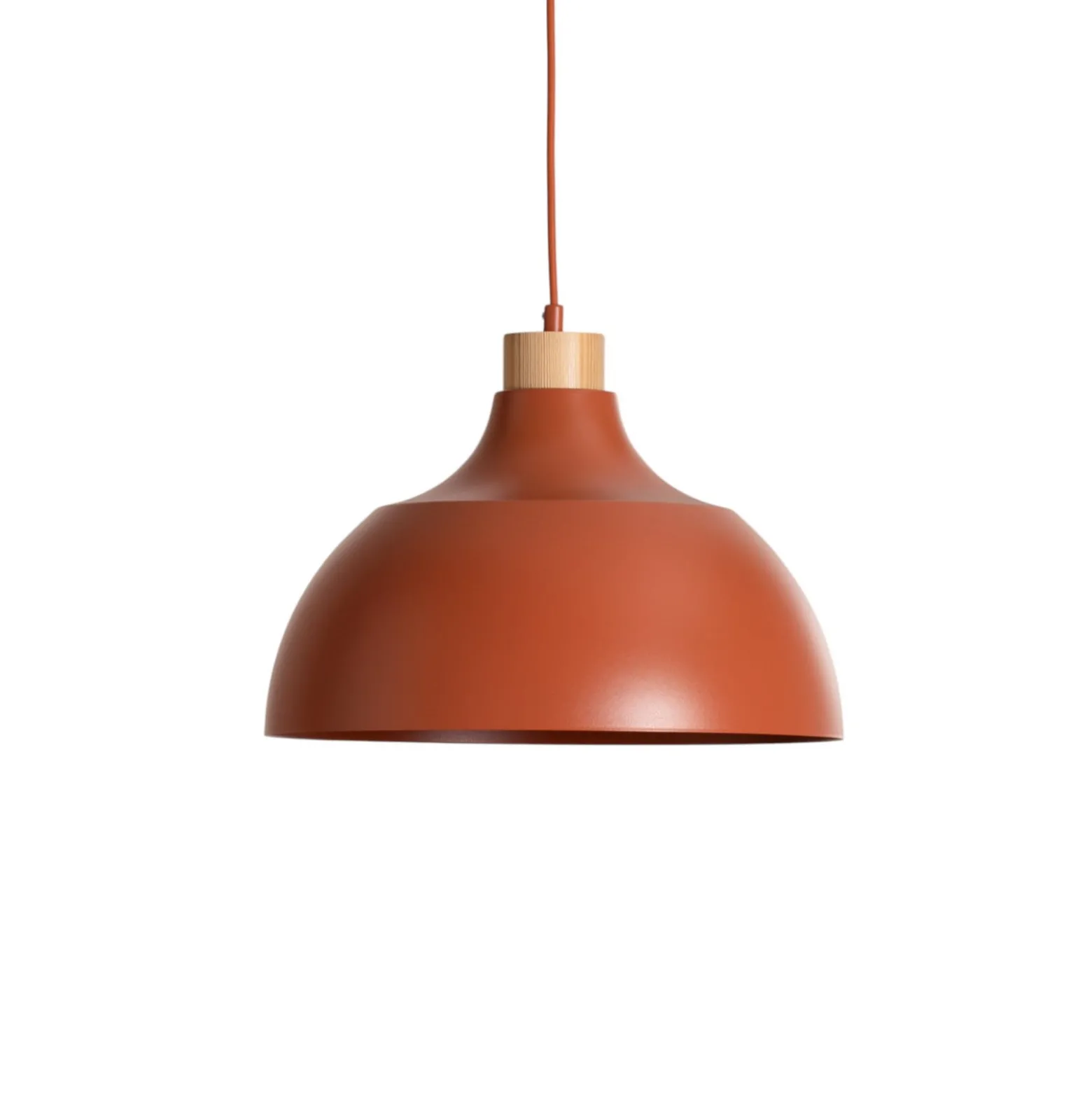 Envostar Kaitt-riippuvalaisin, tiilenpunainen, Ø 34 cm, puiset yksityiskohdat