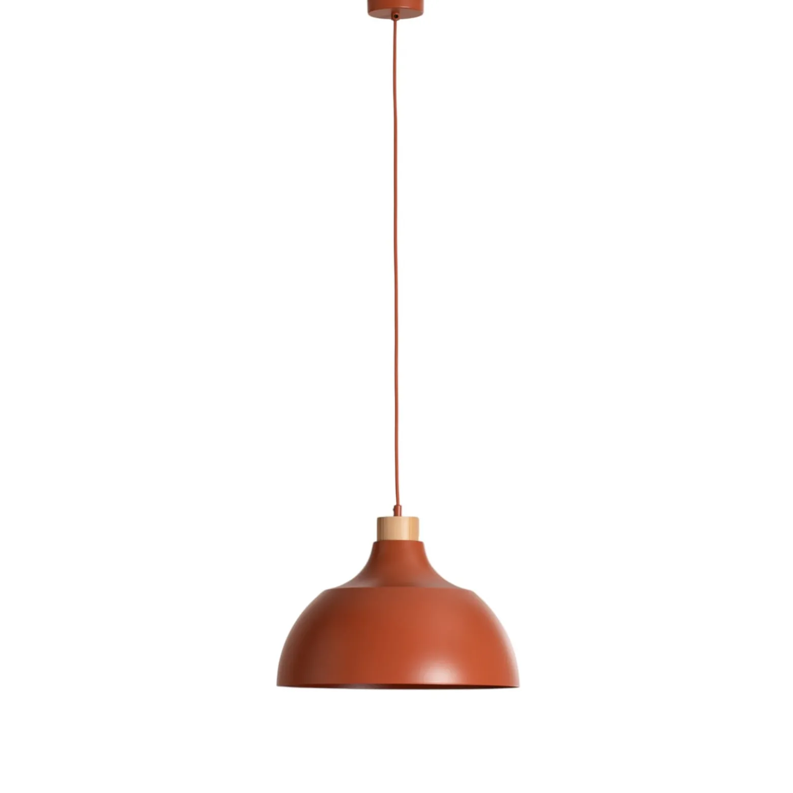 Envostar Kaitt-riippuvalaisin, tiilenpunainen, Ø 34 cm, puiset yksityiskohdat