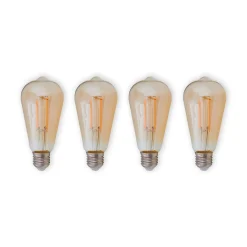E27 rustiikki LED-lamppu 6W meripihka 1800K 4kpl