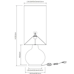 Esterad lattiavalaisin, musta, Ø 34 cm, korkeus 100 cm, lasi