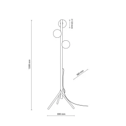 Estera lattiavalaisin, opaalilasi, puurunko, 132 cm, 3-valo, 3 valoa