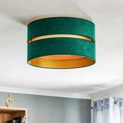 Euluna Duo kattovalaisin tekstiili vihreä/kulta Ø40cm