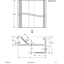 EVN APTBH -profiili kattosuunnattu 100 cm alumiini