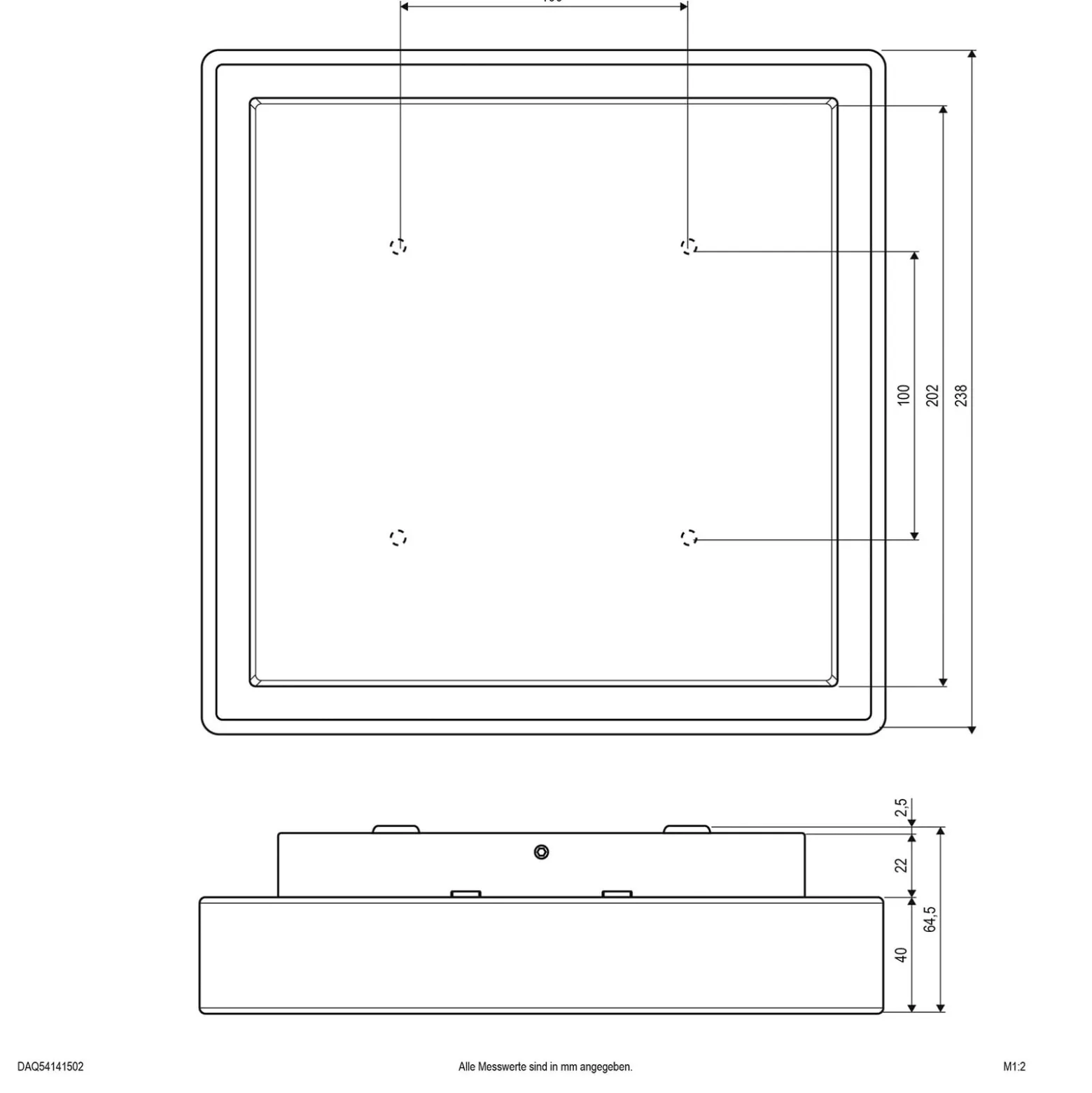 EVN LED ulkokattovalaisin Tectum, 24x24 cm, antrasiitti, 110°
