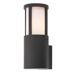 Facado II ulkoseinävalaisin, harmaa/opal, Ø 11 cm, IP65, metallia