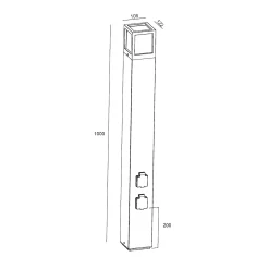 Facado Socket pistorasiapylväs, korkeus 100 cm