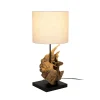 Filicudi pöytävalaisin, beige/puunvärinen, korkeus 60 cm, pellavaa