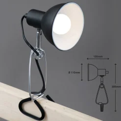 Fix clamp -valaisin, metallinen varjostin, musta