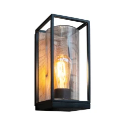 FLAIR-ulkoseinävalaisin, musta, korkeus 26 cm, metallia, IP44, E27