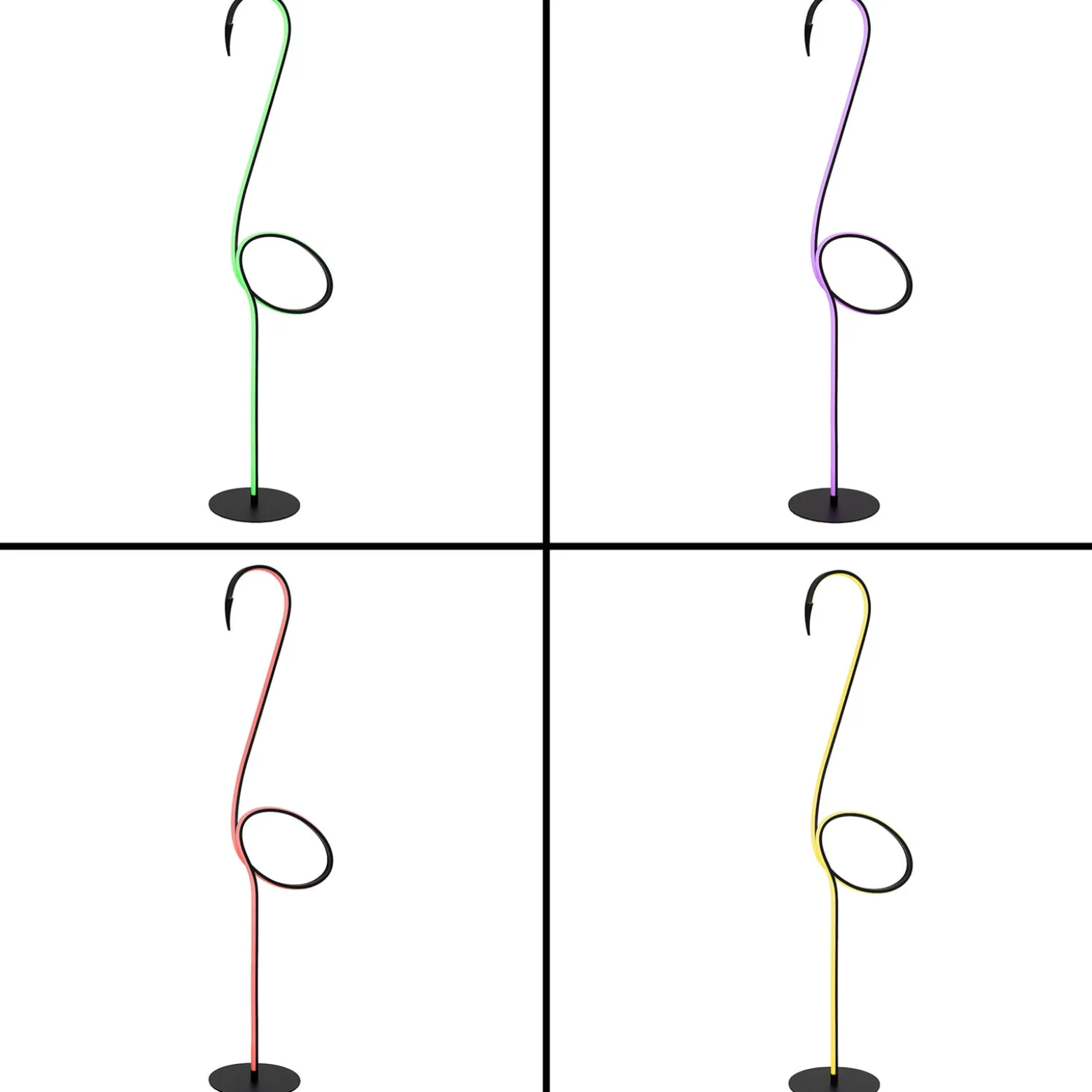 Flamingo LED-lattiavalaisin, musta, RGB, terästä, korkeus 127 cm