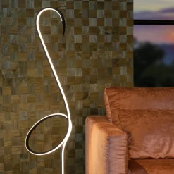 Flamingo LED-lattiavalaisin, musta, RGB, terästä, korkeus 127 cm