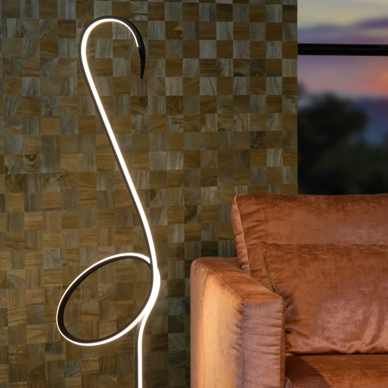 Flamingo LED-lattiavalaisin, musta, RGB, terästä, korkeus 127 cm