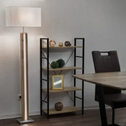 Forest-lattiavalaisin, puu/beige, tekstiili, E27 + LED, himmennettävä