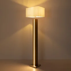 Forest-lattiavalaisin, puu/beige, tekstiili, E27 + LED, himmennettävä