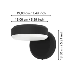 Fornaci-LED-ulkoseinälamppu, musta, leveys 16 cm, metallia