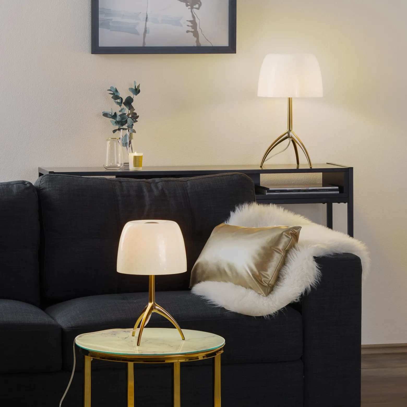 Foscarini pöytävalaisin Lumiere 30, 45 cm, kuplalasi, himmennettävä.
