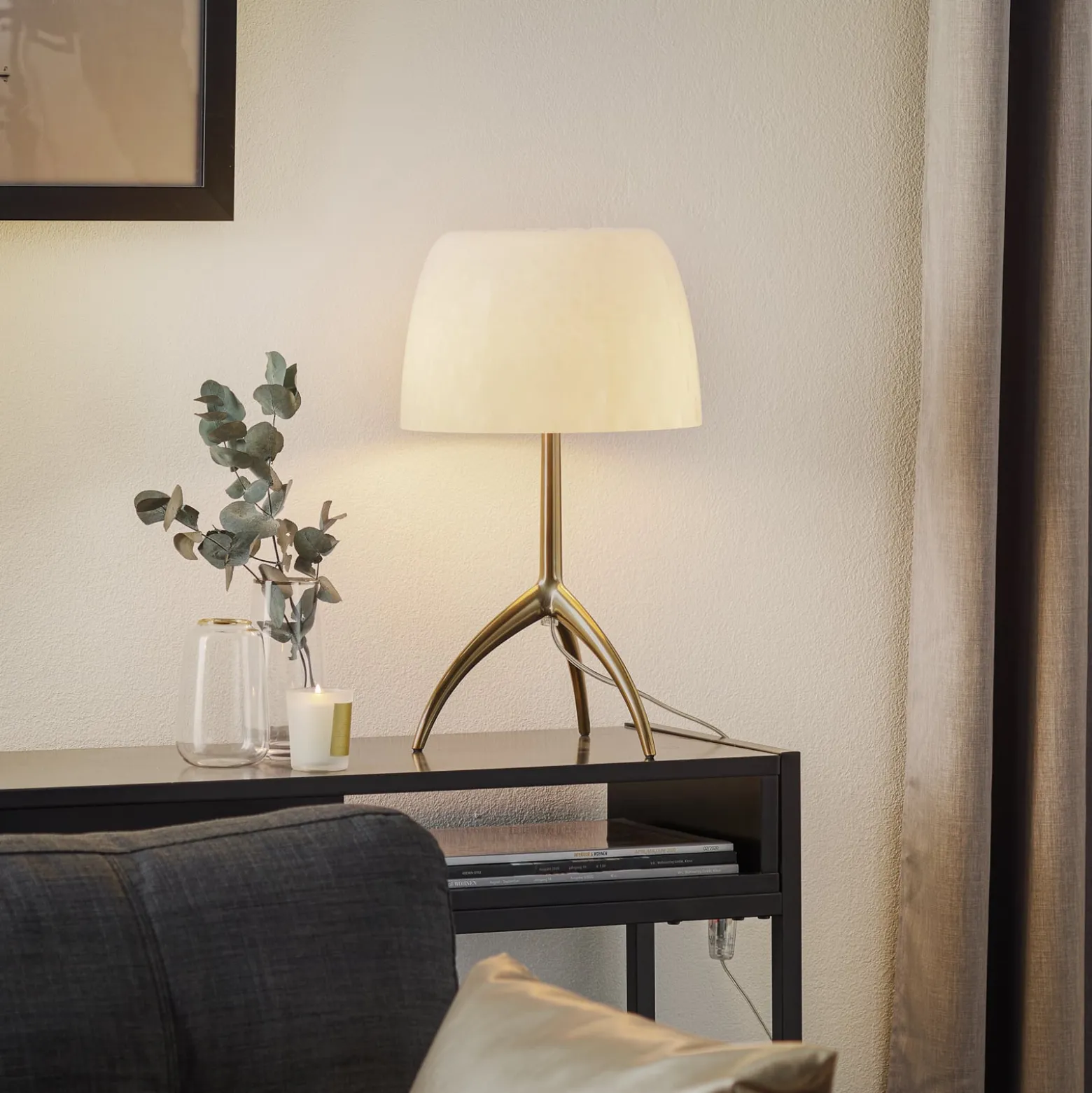 Foscarini pöytävalaisin Lumiere 30, 45 cm, kuplalasi, himmennettävä.