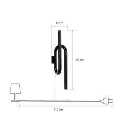 Foscarini Tobia LED-seinävalaisin, kaapeli, musta