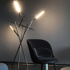 Foscarini Tuareg -LED-lattiavalo, himmennin, musta